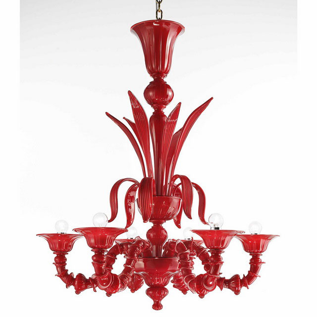 Paradiso coral Murano glass chandelier