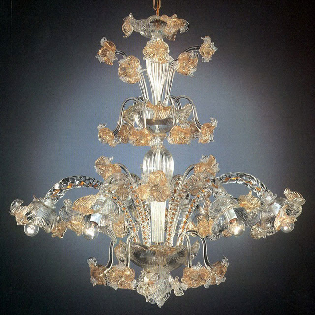 Flora tall Murano glass chandelier