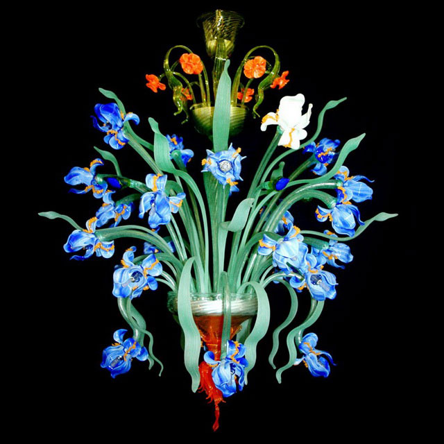 Iris Blu Murano glass chandelier