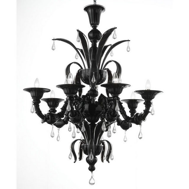 Paradiso black Murano glass chandelier