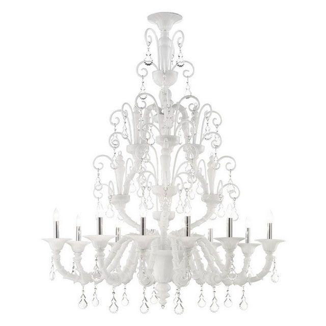 Inverno white Murano glass chandelier