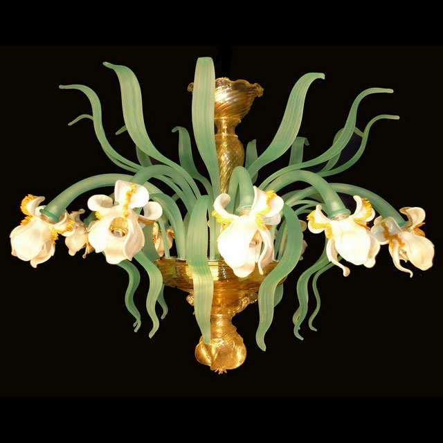 Iris bianco Murano glass ceiling light
