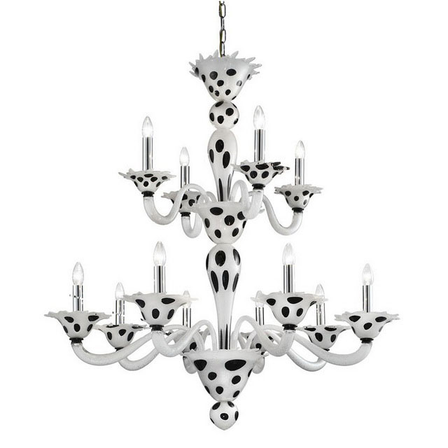 Dalmata 8+4 lights Murano glass chandelier