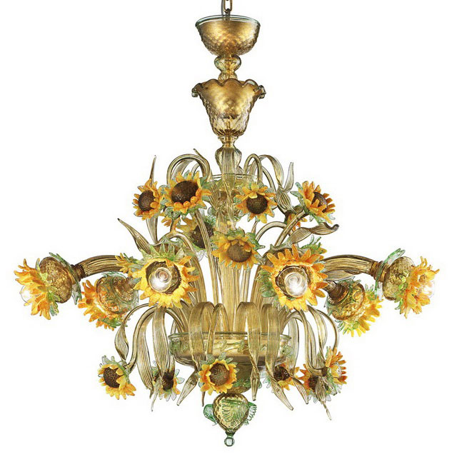 Girasole sunflowers Murano glass chandelier